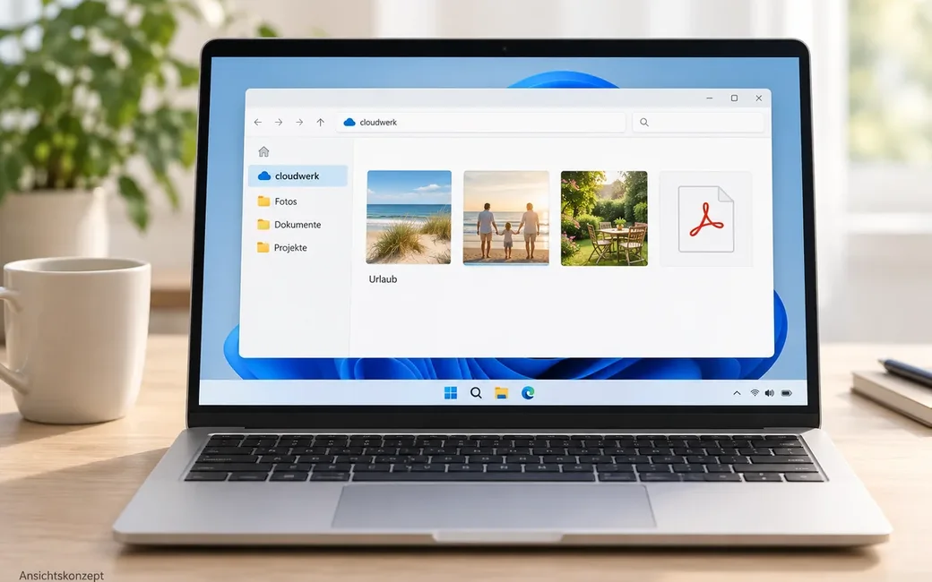 Dateioberfläche von cloudwerk auf einem Windows-Rechner mit Ordnerstruktur und Freigaben
