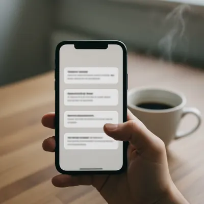 Hand am Smartphone wählt einen Auswertungs-Modus aus einer Liste