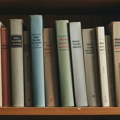 Bücherregal-Detailaufnahme mit vintage Hardcover-Büchern und Paperbacks
