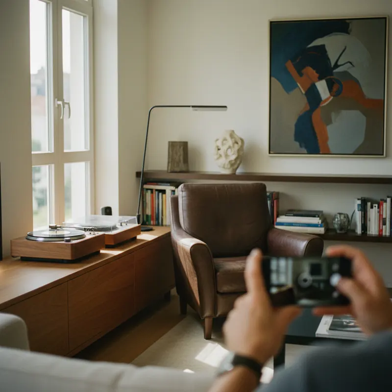 diffus© Police – Modernes Wohnzimmer mit Plattenspieler