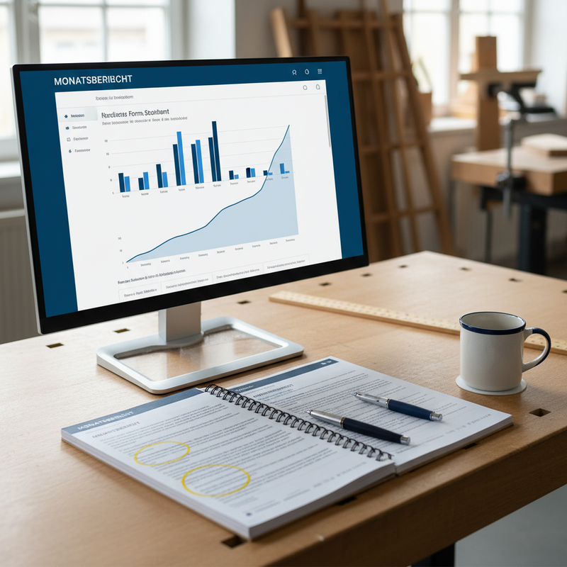 Formularbetrieb-Dashboard als Symbol für Monatsberichte und Formular-Statistik