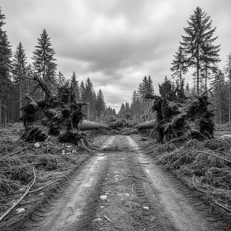 Sturmwurf-Schaden im Forst