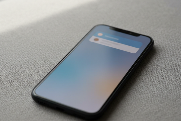 Smartphone-Lockscreen mit einer Push-Benachrichtigung auf neutralem Hintergrund