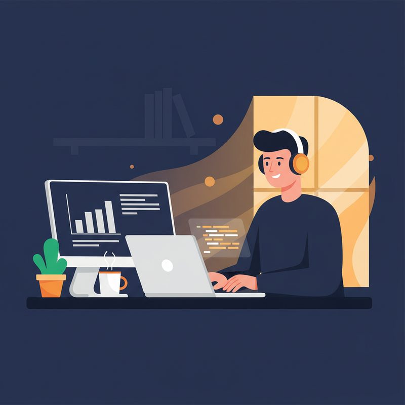 Netzhandwerker-Mitarbeiter am Home-Office-Schreibtisch